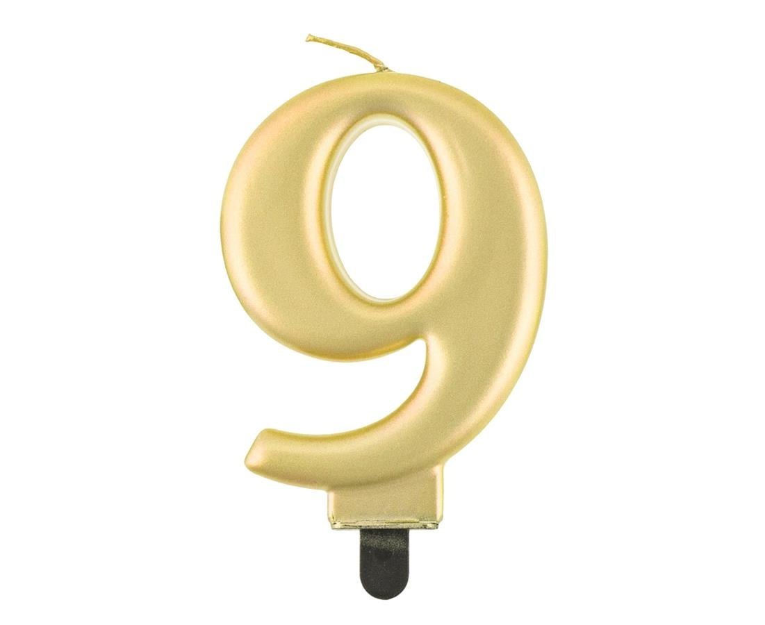 VELON NUMERO 9, ORO METALICO, 8.0 CM PF-SCZ9 GODAN